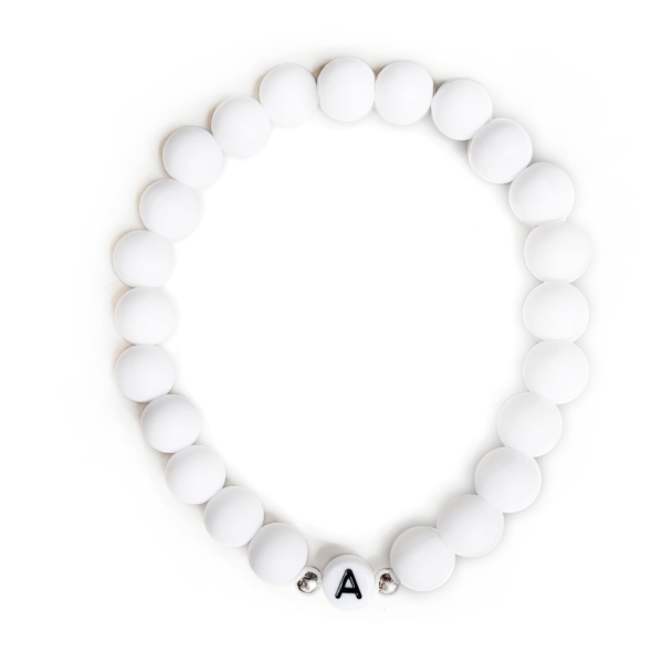 White matte bracelet with a letter