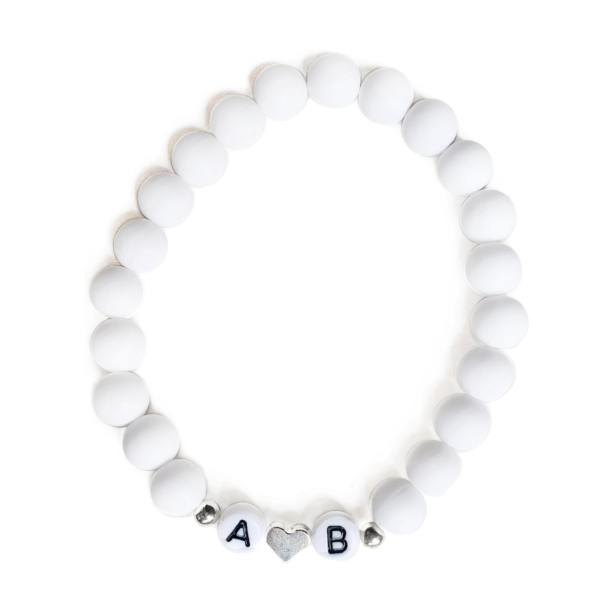 White matte bracelet with two letters