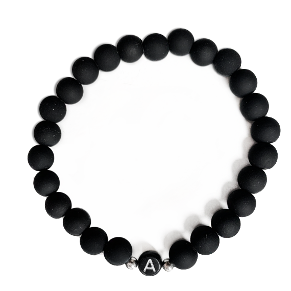 Black matte bracelet with a letter