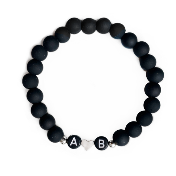 Black matte bracelet with two letters