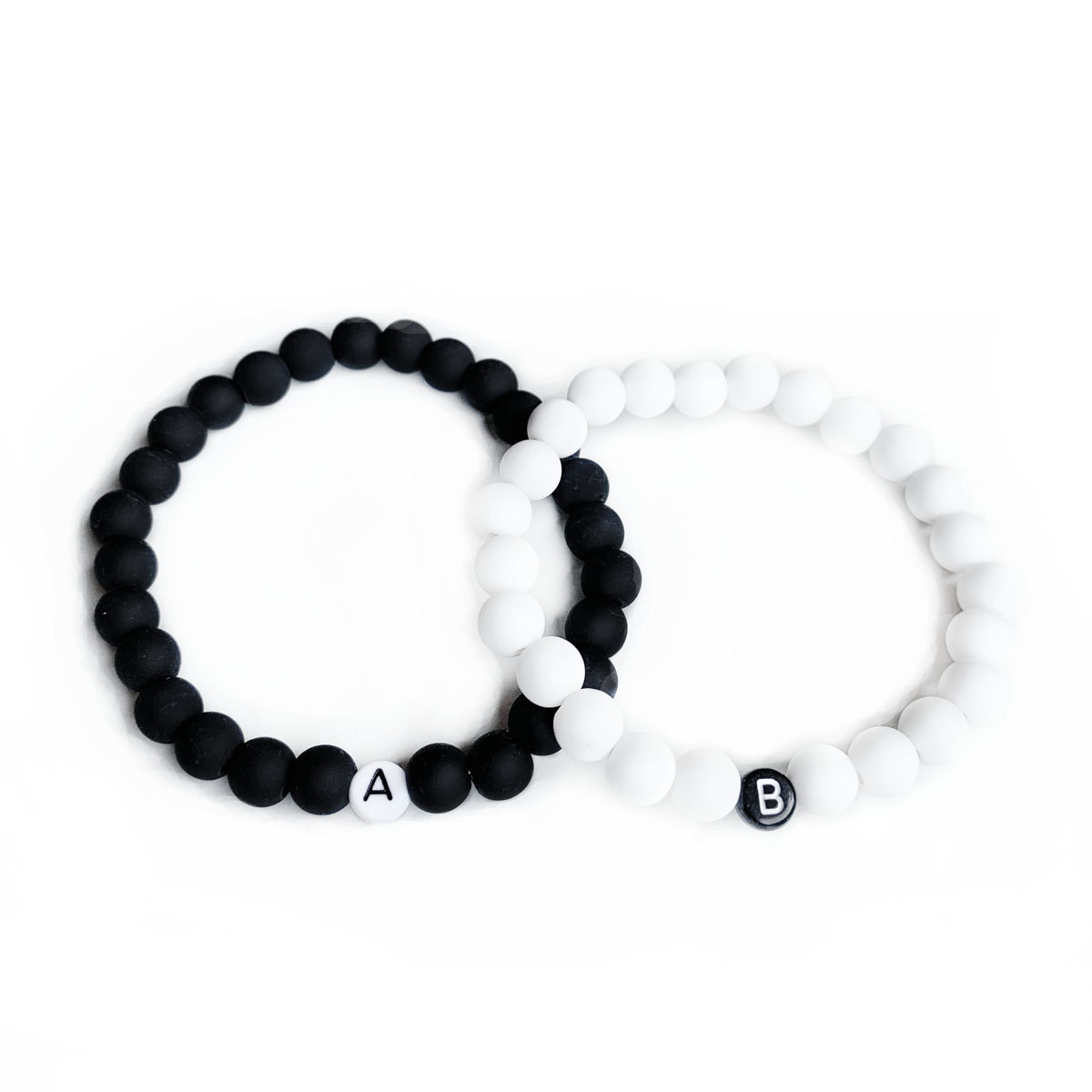 SET of matte partner bracelets with initial