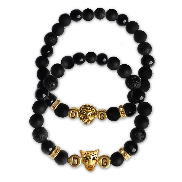 SET: Partner Bracelets with Lions (gold variant)