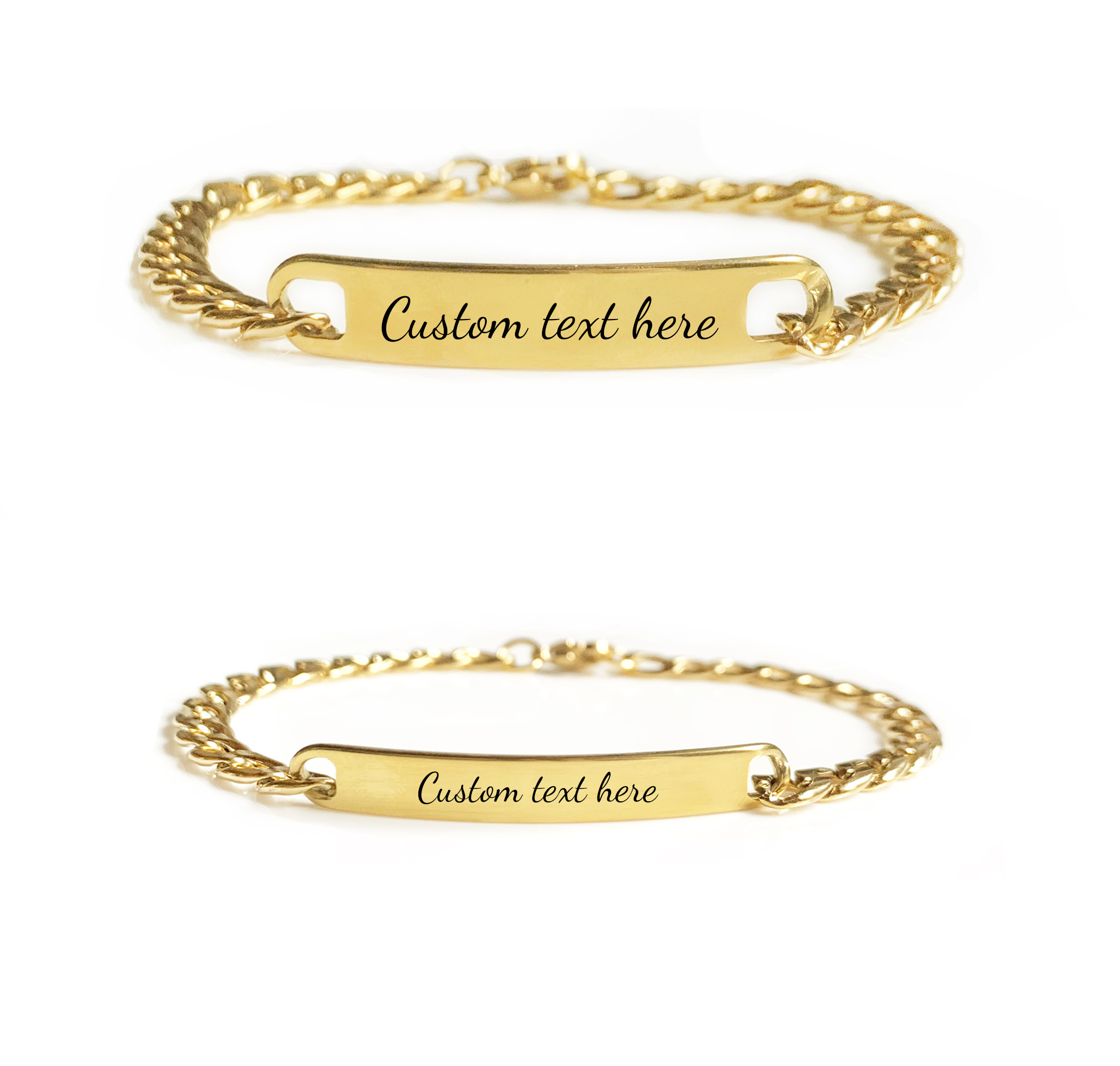 SET: 2 Couple Bracelets with Engraving – Gold